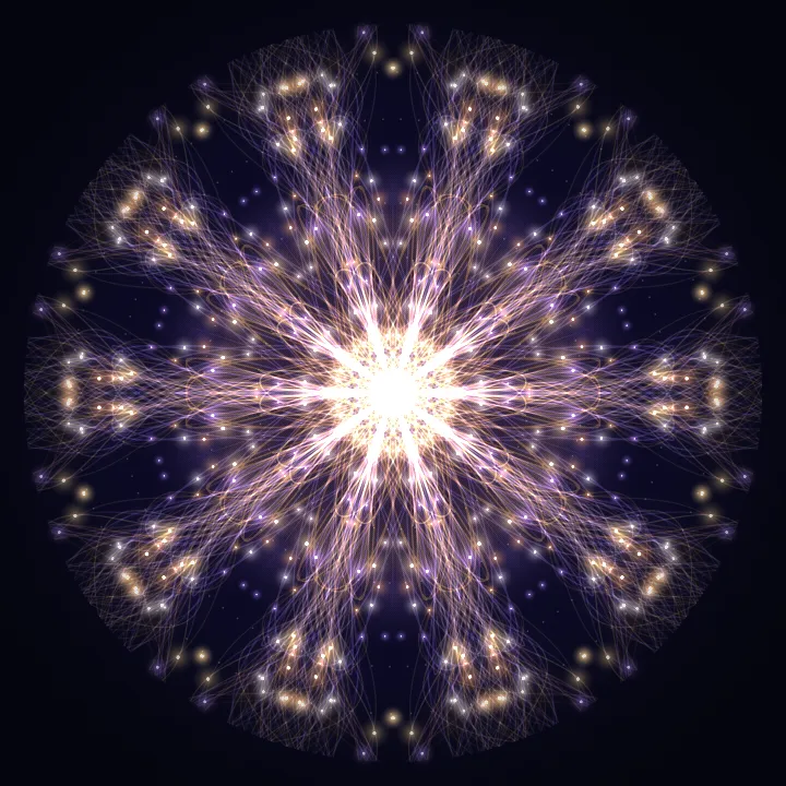 Kaleidoscope artwork generated from the 123 Hz Simple Steps frequency