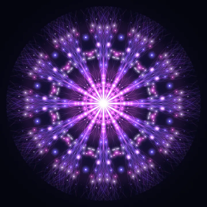 Kaleidoscope artwork generated from the 555 Hz Breakthrough frequency