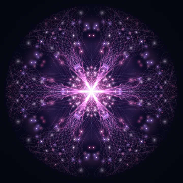 Kaleidoscope artwork generated from the 9999 Hz Major Completion frequency