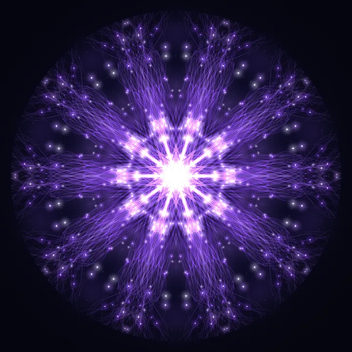 Kaleidoscope artwork generated from the Amethyst 963 Hz frequency