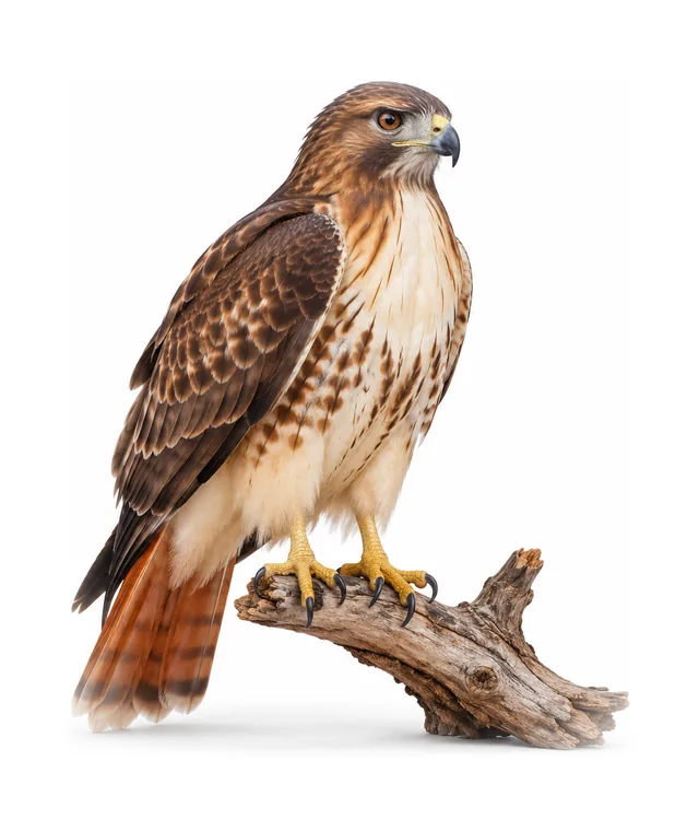 A red-tailed hawk perched on a branch