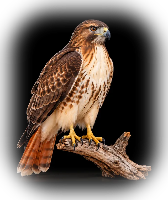 A red-tailed hawk perched on a branch