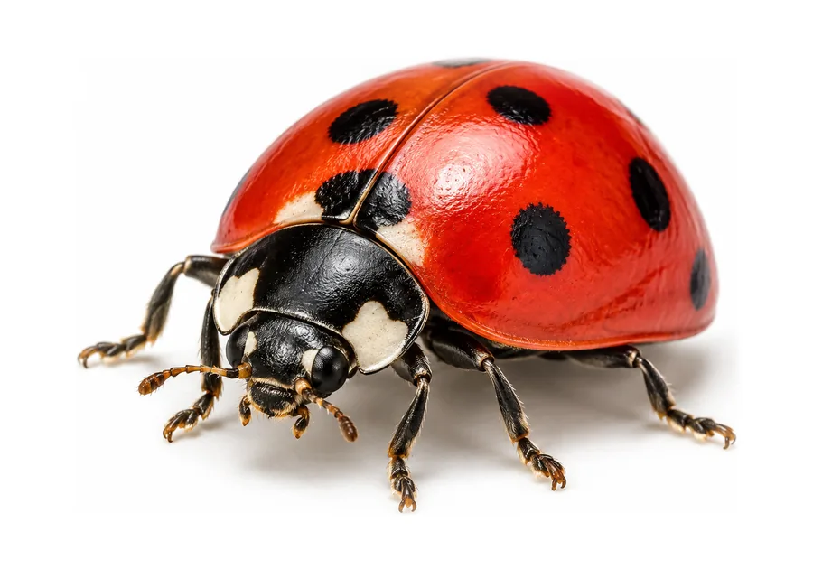 A red seven-spotted ladybug