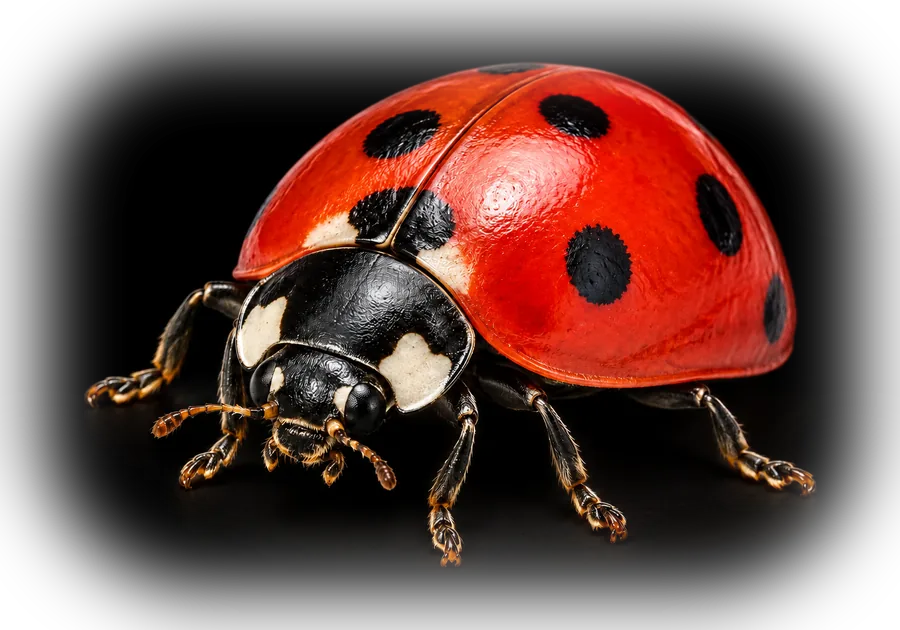 A red seven-spotted ladybug